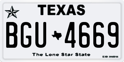 TX license plate BGU4669