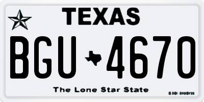 TX license plate BGU4670