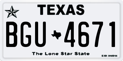 TX license plate BGU4671