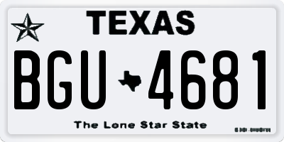 TX license plate BGU4681