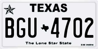 TX license plate BGU4702