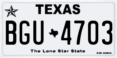 TX license plate BGU4703