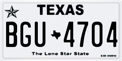 TX license plate BGU4704