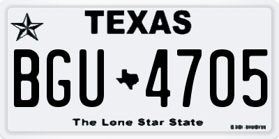 TX license plate BGU4705