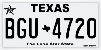 TX license plate BGU4720