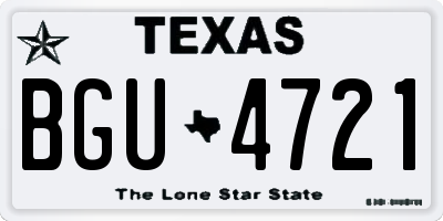 TX license plate BGU4721