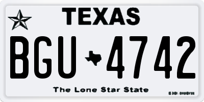 TX license plate BGU4742