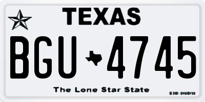 TX license plate BGU4745