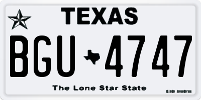 TX license plate BGU4747