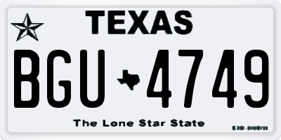 TX license plate BGU4749