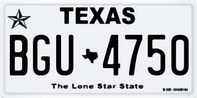 TX license plate BGU4750