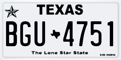 TX license plate BGU4751