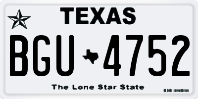 TX license plate BGU4752