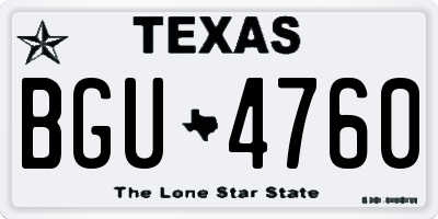 TX license plate BGU4760
