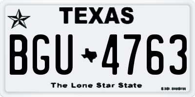 TX license plate BGU4763