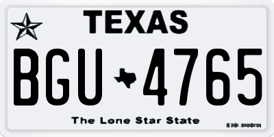 TX license plate BGU4765