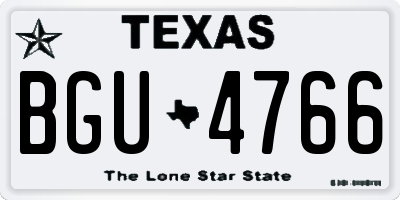 TX license plate BGU4766