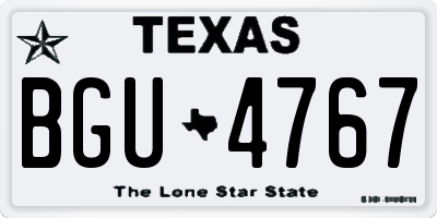 TX license plate BGU4767