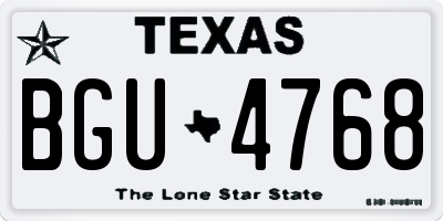 TX license plate BGU4768