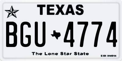 TX license plate BGU4774