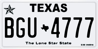 TX license plate BGU4777
