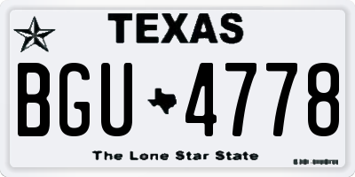 TX license plate BGU4778