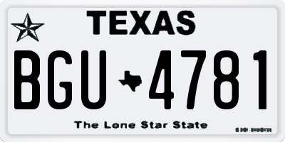 TX license plate BGU4781