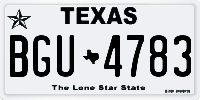 TX license plate BGU4783