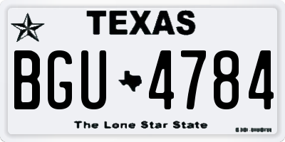 TX license plate BGU4784