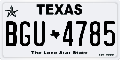 TX license plate BGU4785