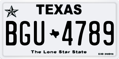 TX license plate BGU4789