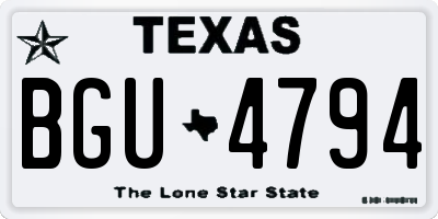 TX license plate BGU4794