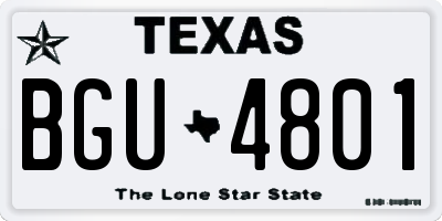 TX license plate BGU4801