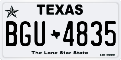 TX license plate BGU4835