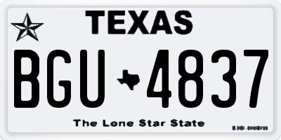 TX license plate BGU4837