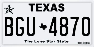 TX license plate BGU4870