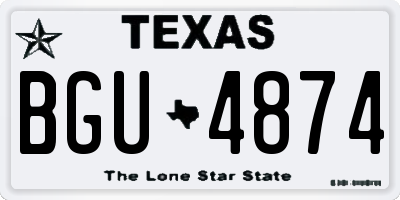 TX license plate BGU4874