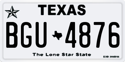 TX license plate BGU4876