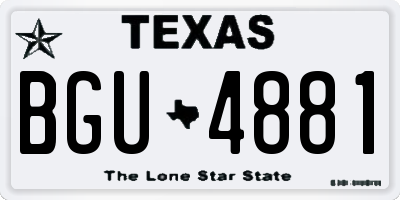 TX license plate BGU4881