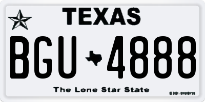 TX license plate BGU4888
