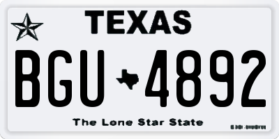 TX license plate BGU4892
