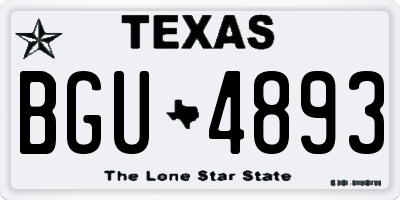 TX license plate BGU4893