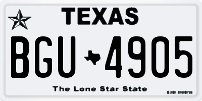 TX license plate BGU4905