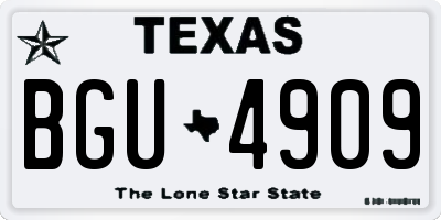TX license plate BGU4909