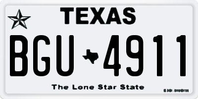 TX license plate BGU4911