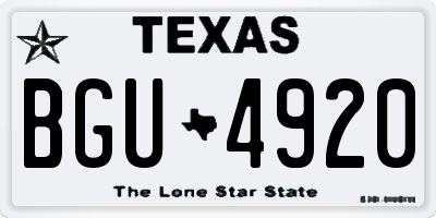 TX license plate BGU4920