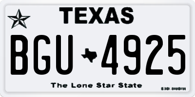 TX license plate BGU4925