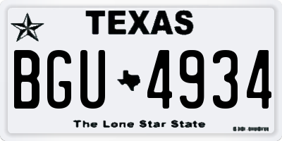 TX license plate BGU4934