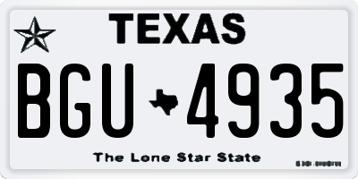 TX license plate BGU4935