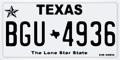 TX license plate BGU4936